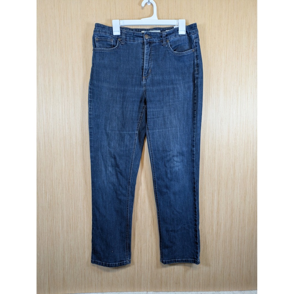 Jones New York Lexington Straight Leg Jeans Dark Wash Blue High Rise Size 14MS